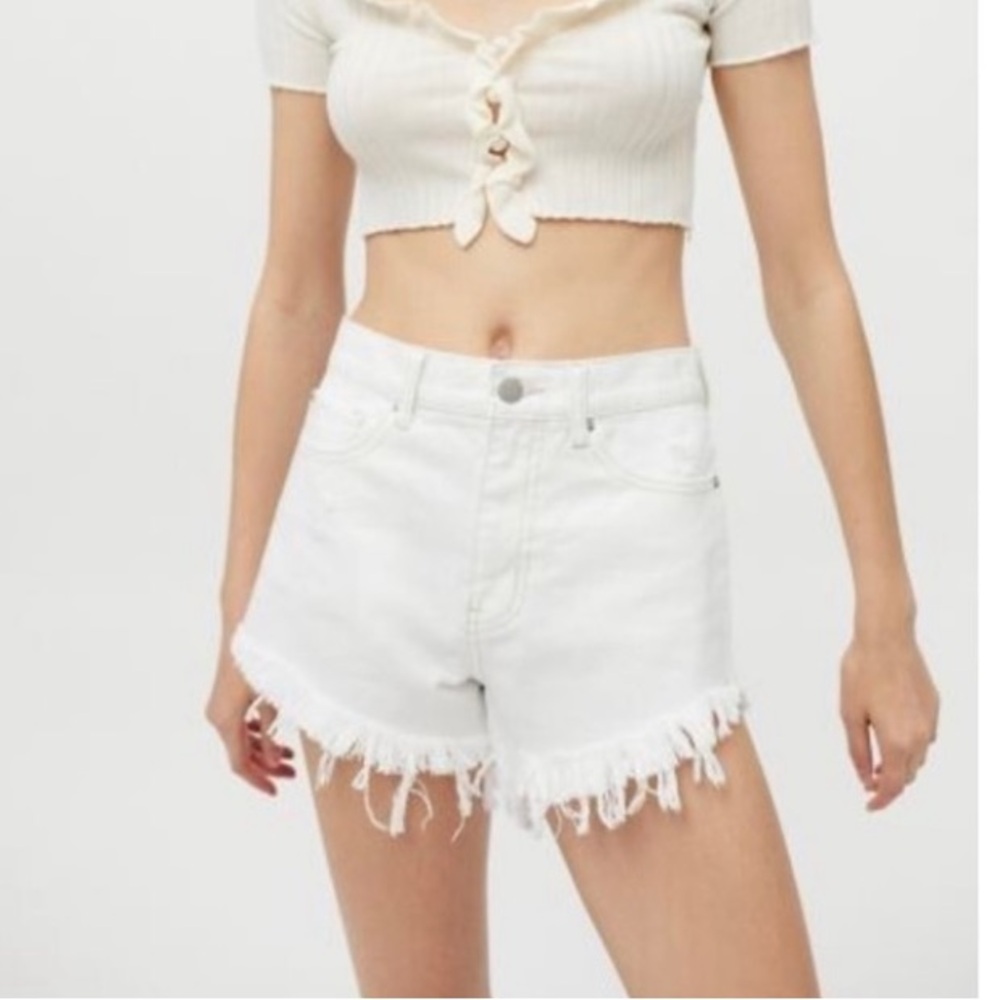 BDG Urban Outfitters White High Waisted Cheeky Cut Off Denim Shorts Sz. 30 NWT